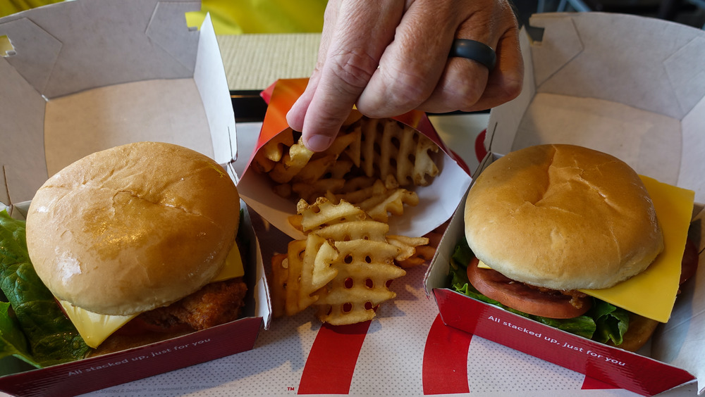 Two Chick-fil-a sandwiches