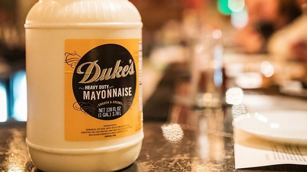 tub of Duke's Mayonnaise on a countertop