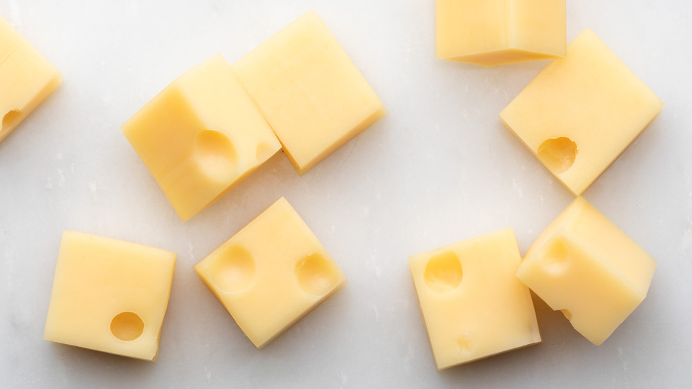 Chunks of Emmental cheese
