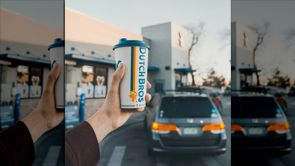 Dutch Bros drive-thru and to-go cup