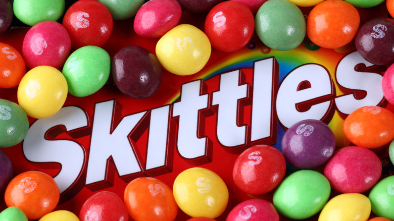 Skittles bag and Skittles candy