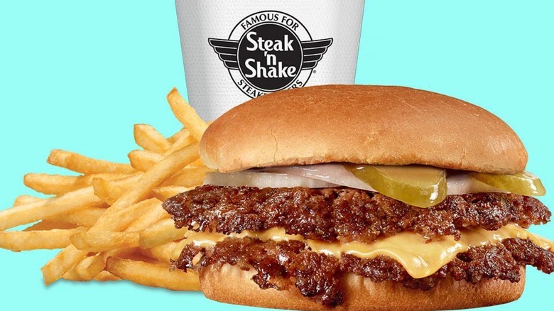 Steak 'n Shake burger and shake