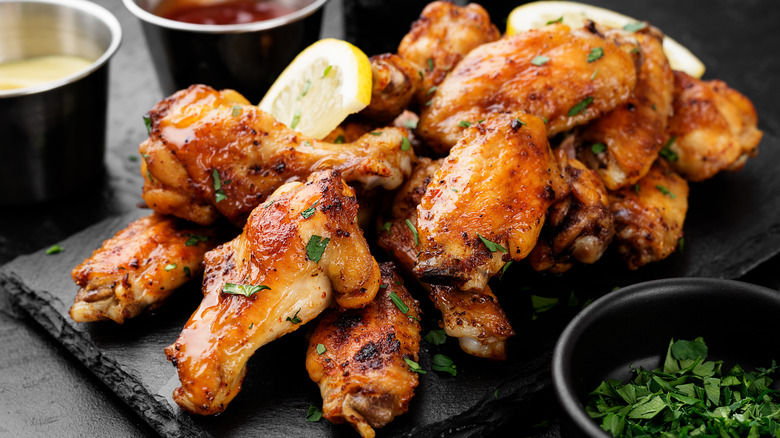 plate of chicken wings