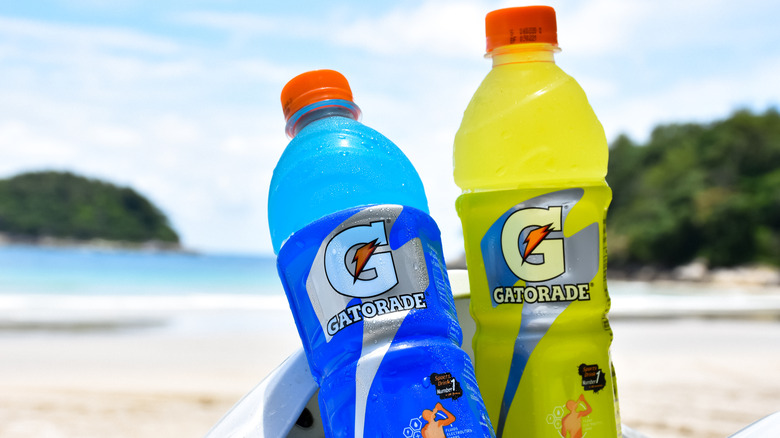 Gatorade bottles in the sand