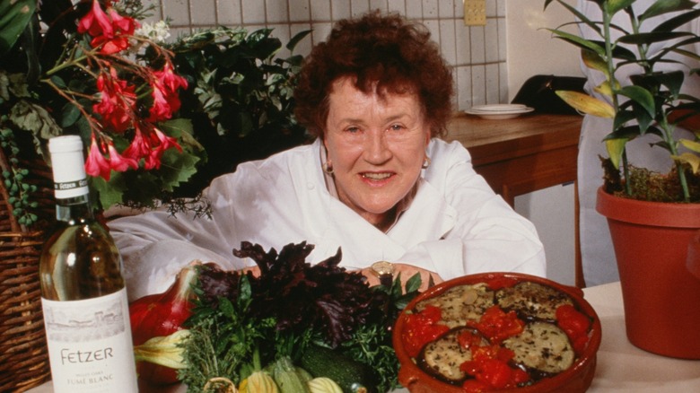 Julia child in front of food