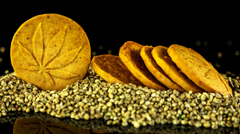 Cookies with cannabis leaf imprints