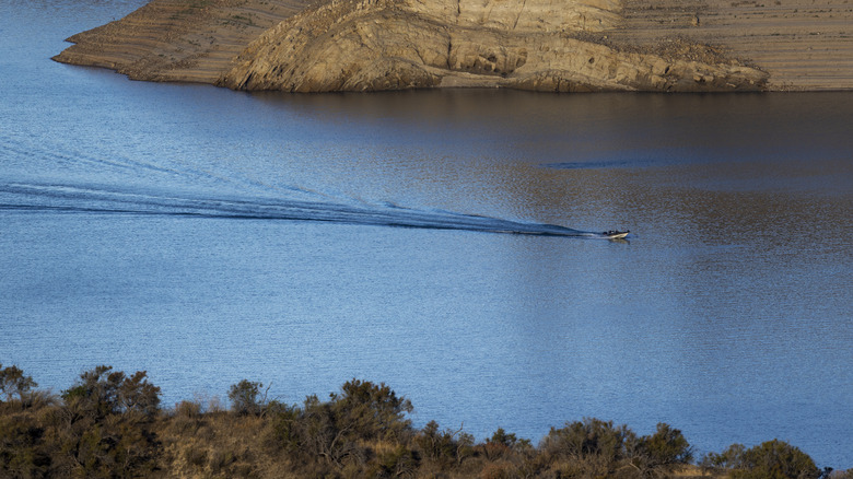 Low water levels in a California lake 