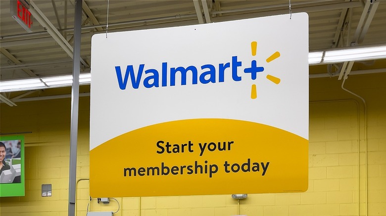 Walmart+ membership sign