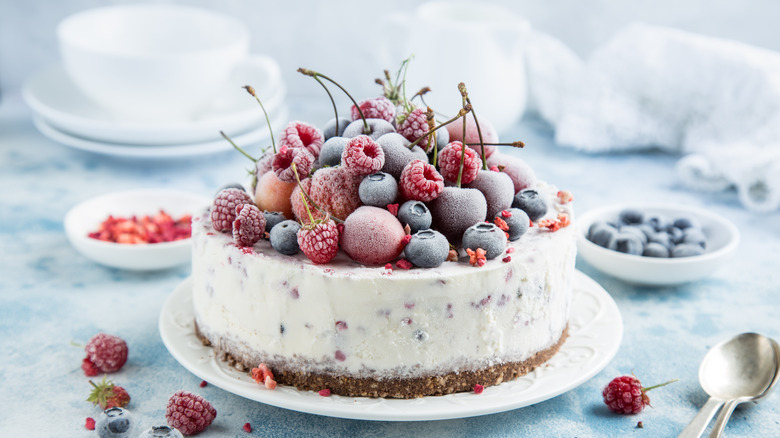 Ice cream cake topped with berries