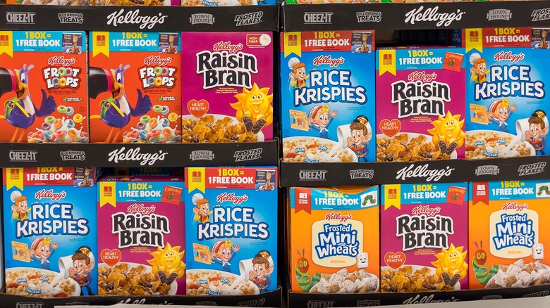 Kellogg's cereals on a shelf