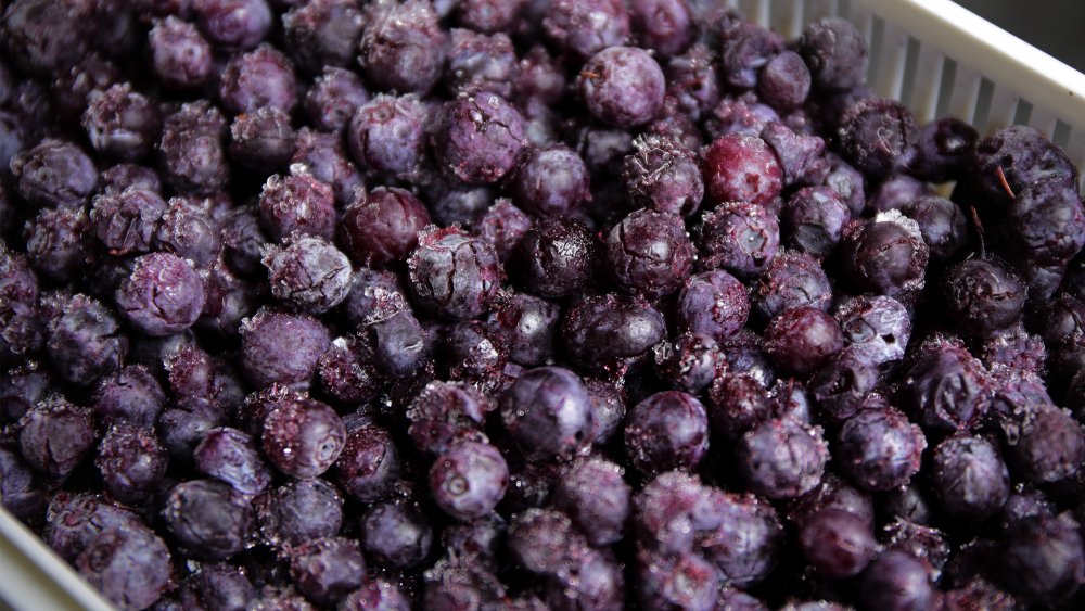 pile of frozen blueberries