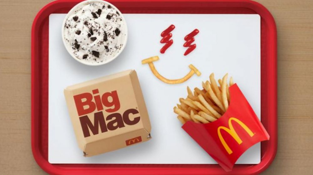 J Balvin McDonald's meal on red tray, featuring a Big Mac, Oreo McFlurry, and French fries