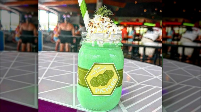pickle milkshake in jar
