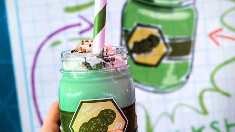 pickle milkshake with whipped cream