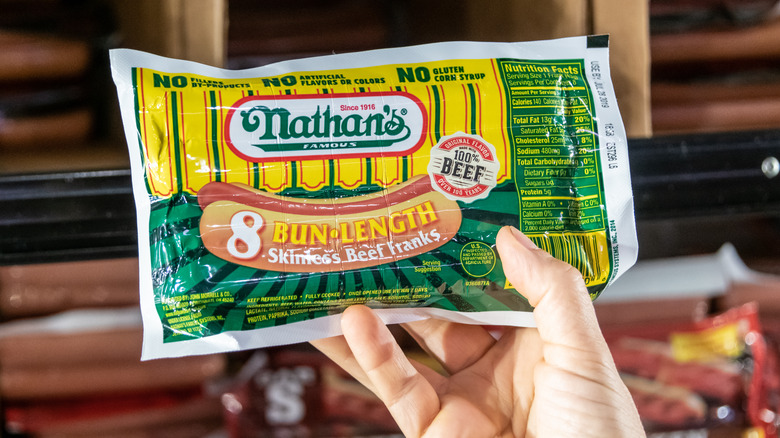 Pack of Nathan's Famous hot dogs
