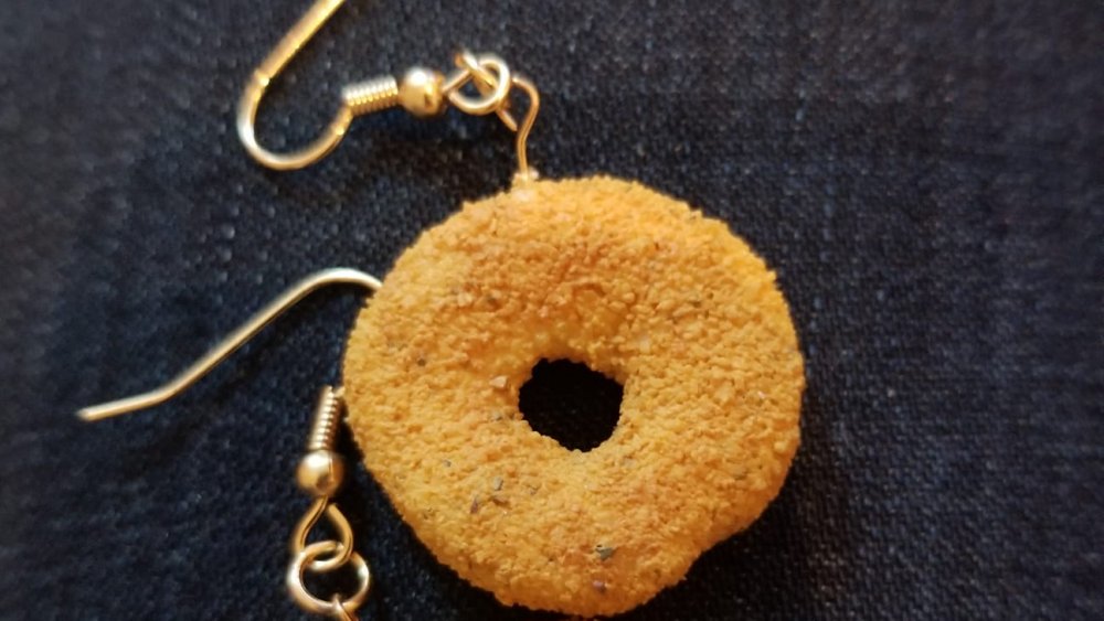 White Castle Chicken ring Earring