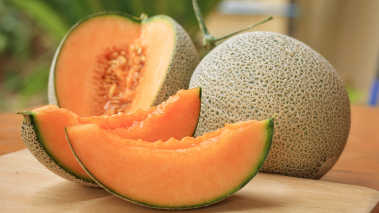 Sliced cantaloupe melon