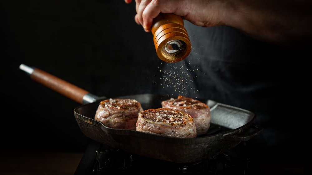 Steak on a frying pan