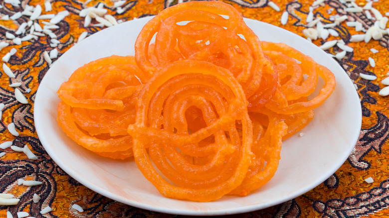 A plate of orange jalebis