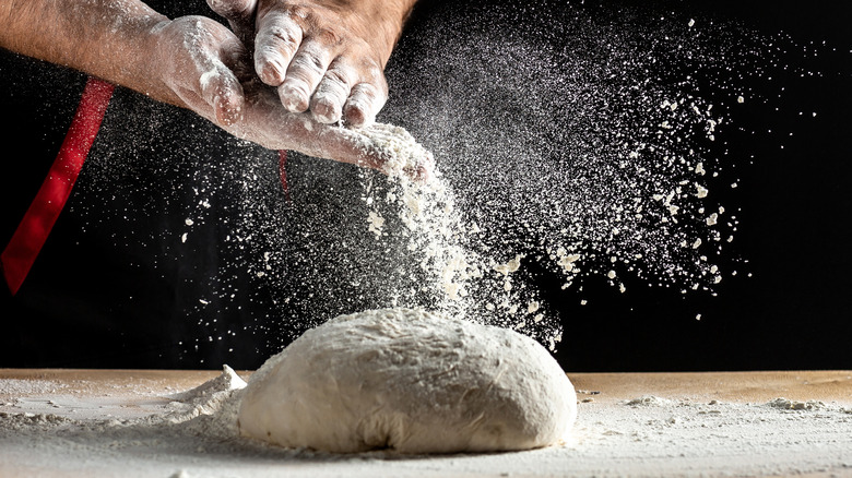 Prepping pizza dough