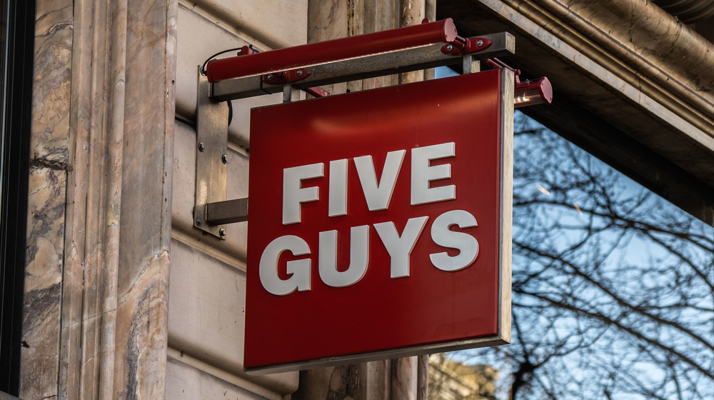 Five Guys restaurant sign 