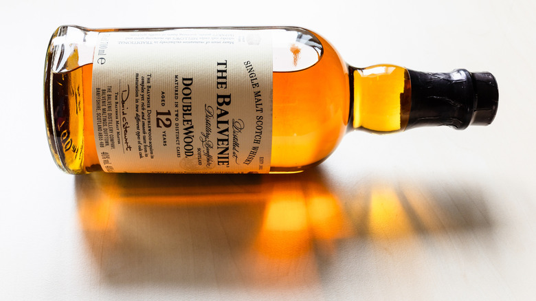 Bottle of Balvenie laying on its side