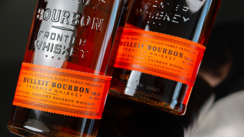 Two bottles of Bulleit bourbon whiskey