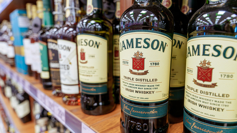 Bottles of Jameson on store shelf