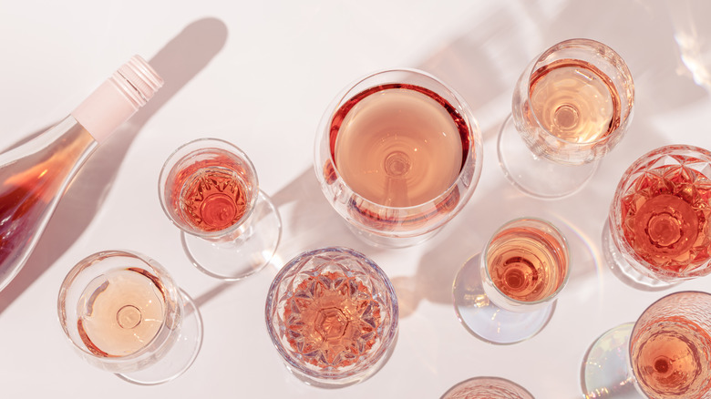 Glasses of rose wine