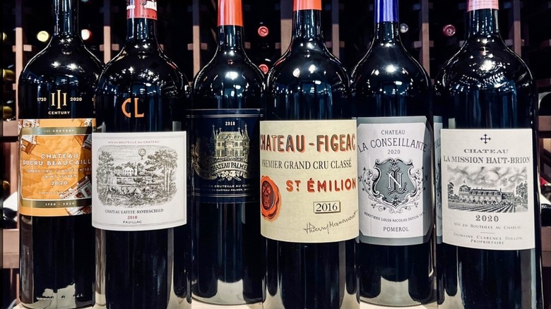 Bottles of Bordeaux wine