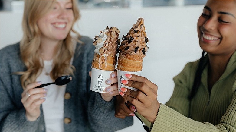 holding crispy cones soft serve cone