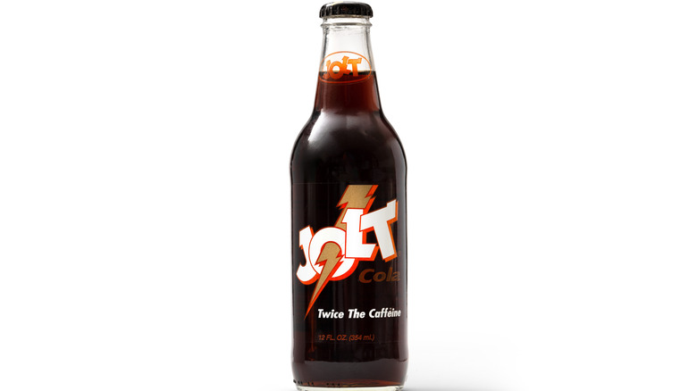 Jolt Cola bottle against white background