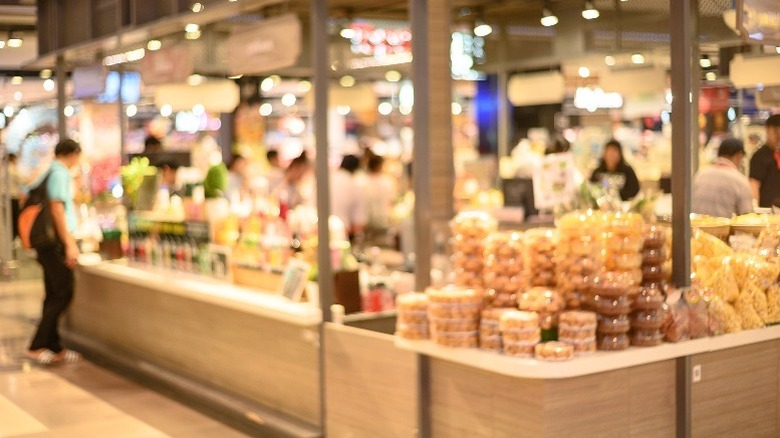 Blurred image of modern supermarket display