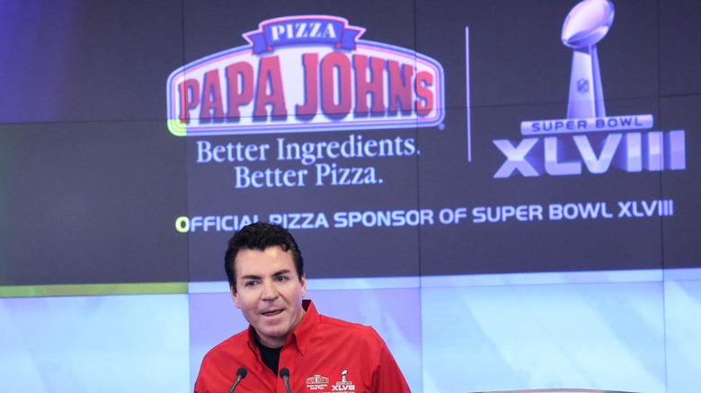 John Schnatter at Papa John's Super Bowl event