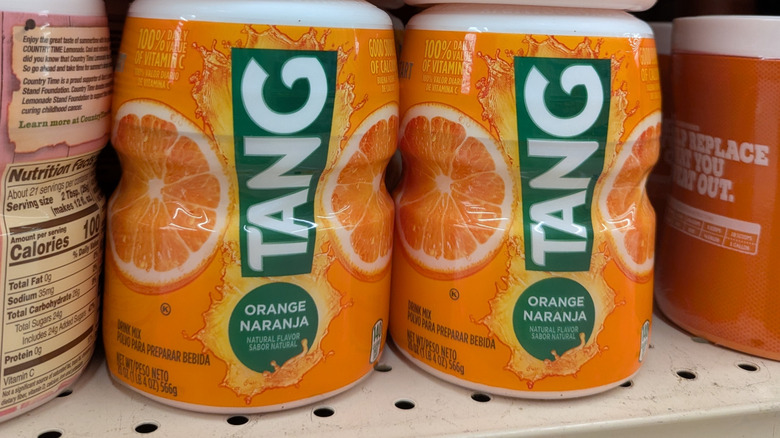 canisters of powdered tang drink
