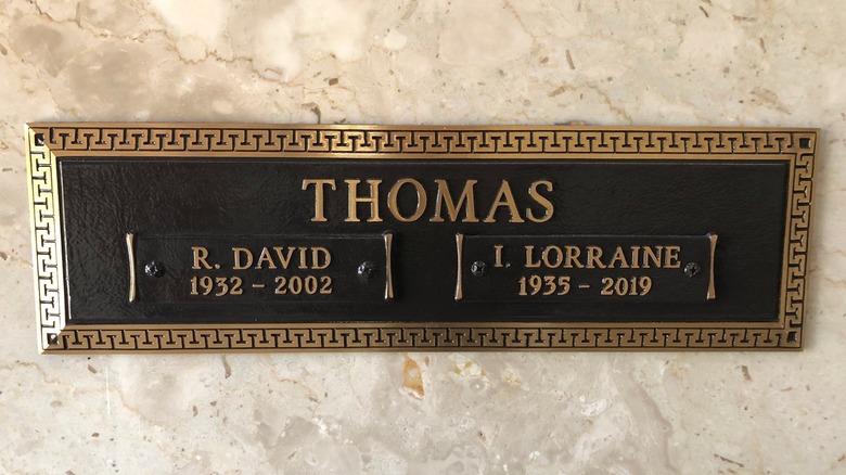 The Thomas gave headstone for Dave and Lorraine Thomas.