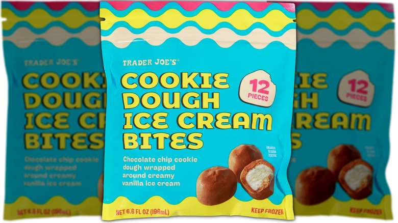 Colorful bag of frozen cookie ice cream bites.