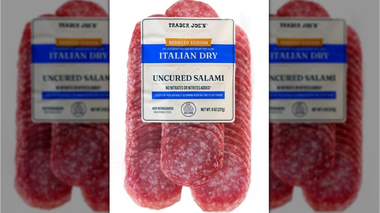 Package of reduced sodium uncured salami.