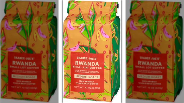 Colorful bag of Rwandan small lot coffee.