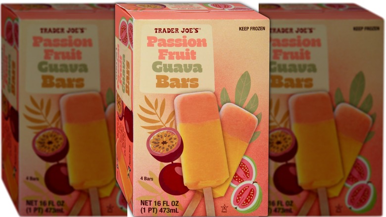 Box of passion fruit and guava flavored ice bars.
