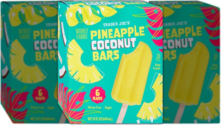 Box of pineapple and coconut flavored ice bars.