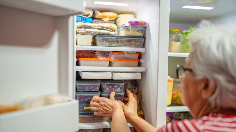 Storage containers in freezer