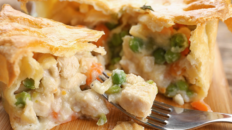 pot pie and fork