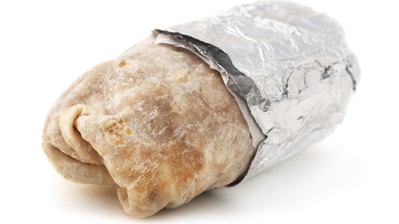 A burrito in tin foil
