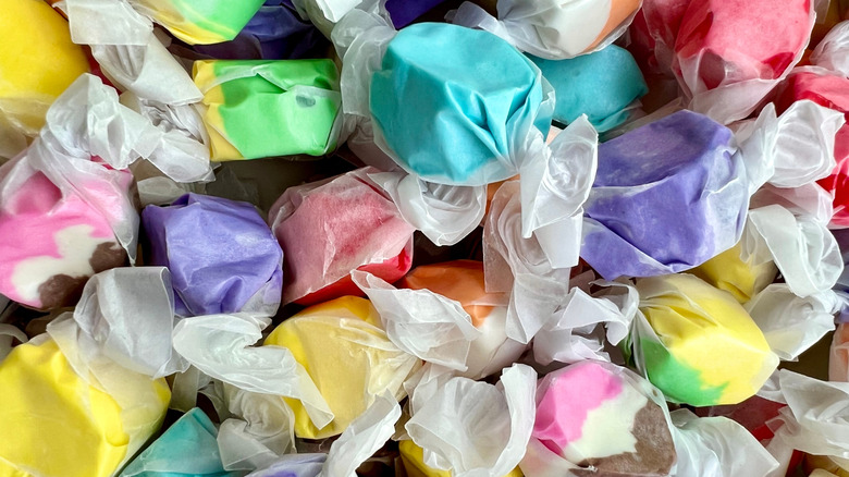 pile of saltwater taffy in various colors