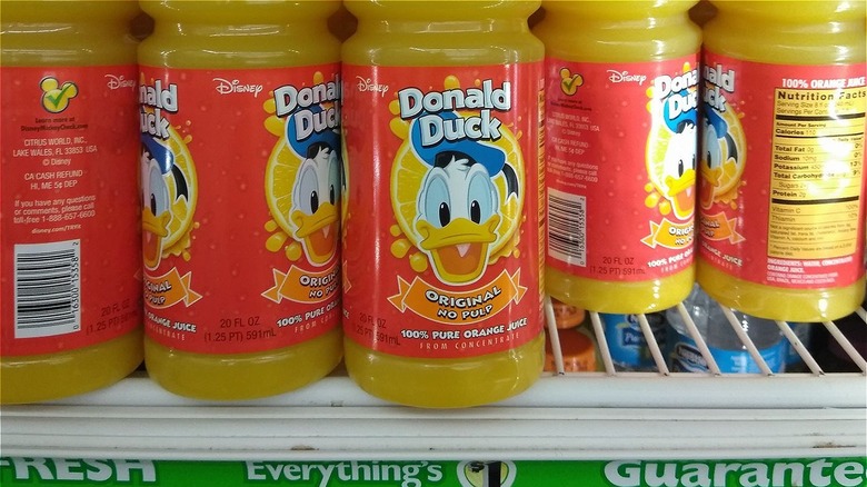 Donald Duck orange juice bottles