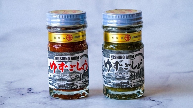 Red and green yuzu kosho