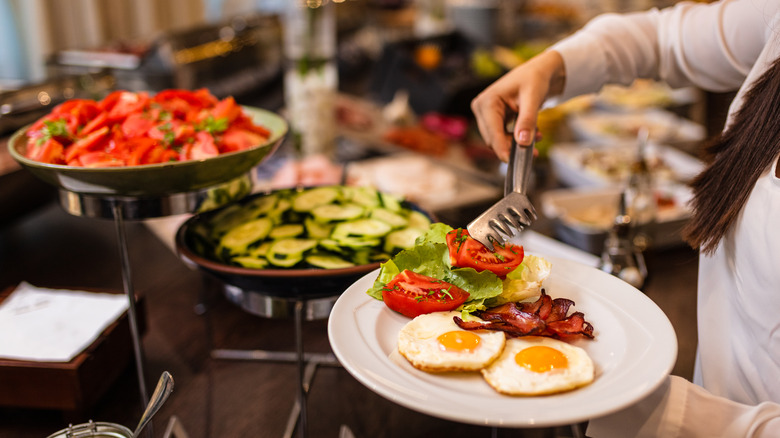 diner serves themself during brunch