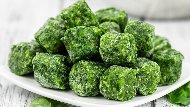 Frozen spinach cubes