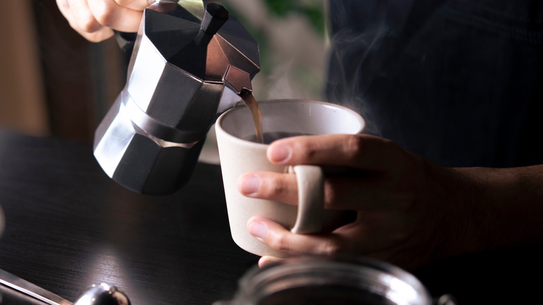 Pouring coffee